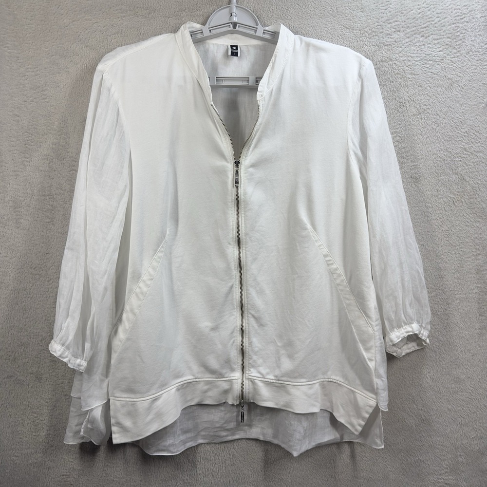 European‎ Culture Lightweight Jacket Top Women's L Full Zip Sustainable Natural